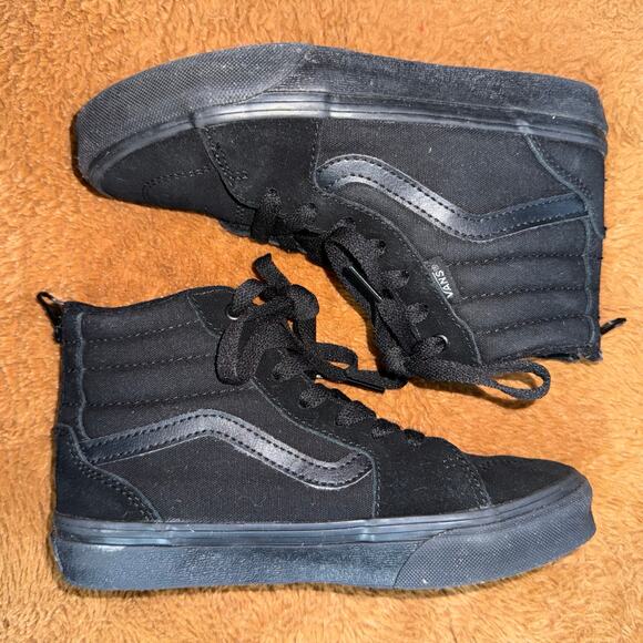 Vans Filmore Hi Zip Black Suede/Canvas Kids Sneakers - Size 2Y - Picture 6 of 8